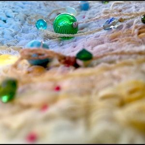 Necklace. Floating gemstone and vintage  Bohemian glass